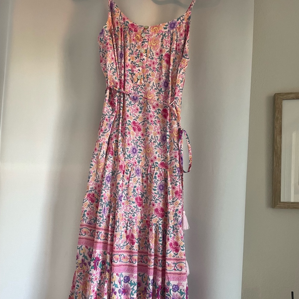 NWT Pink Floral Maxi Red Dress Boutique